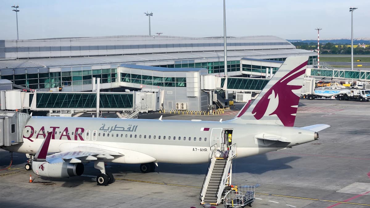 Commercial aircraft on an airport tarmac representing Qatar Airways careers in 2026