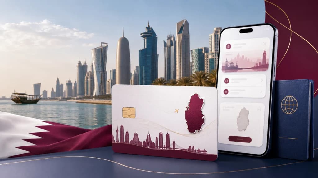 Hayya Card Qatar online application guide with Doha skyline