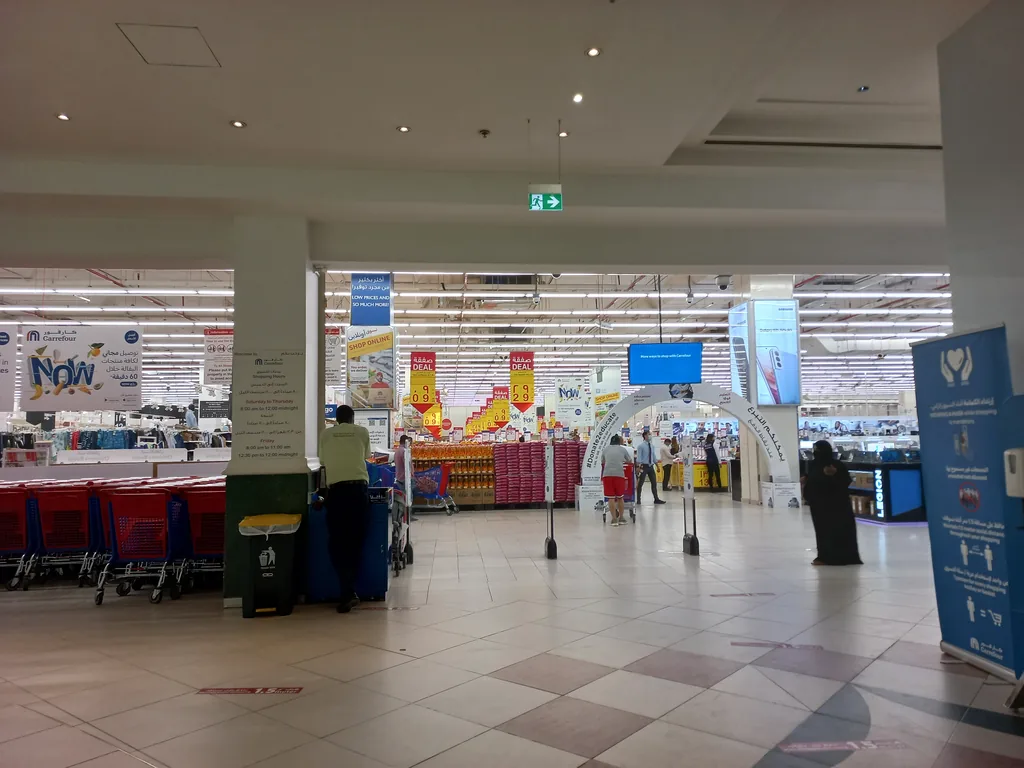Carrefour hypermarket store interior in Doha, Qatar