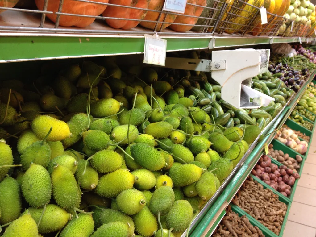 Fresh produce aisle at a Family Food Centre supermarket in Qatar