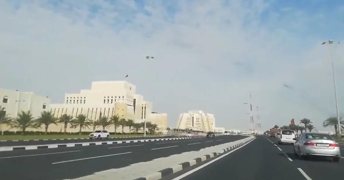 Ministry of Interior buildings beside a main road in the Wadi Al Sail district of Doha